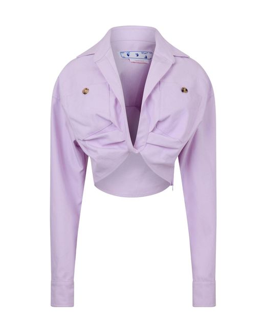 Off-White c/o Virgil Abloh Purple Twist Front Crop Top