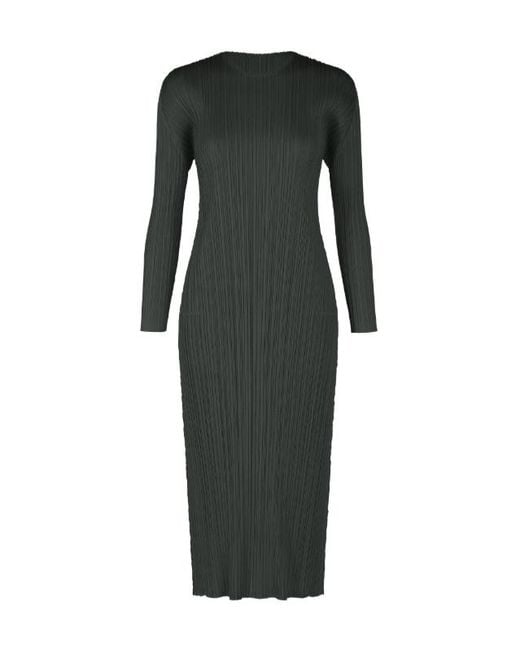 Pleats Please Issey Miyake Black Pleated Midi Dress