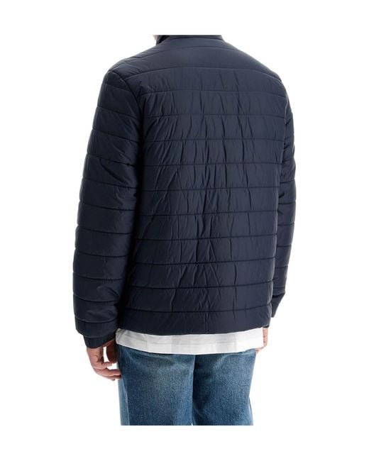 Boss Blue Logo-Printed Zipped Padded Jacket for men