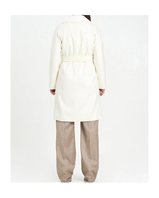 Max Mara White Wool Robe Coat