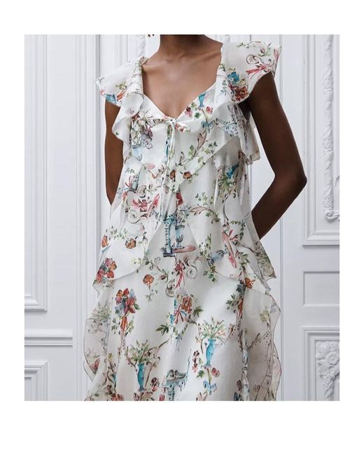 Dior White Iviera Long Ruffled Dress