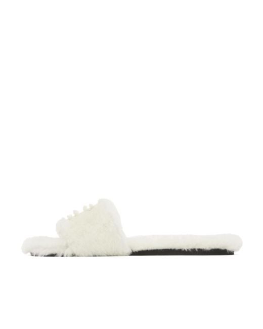 Givenchy White Logo Flat Slippers