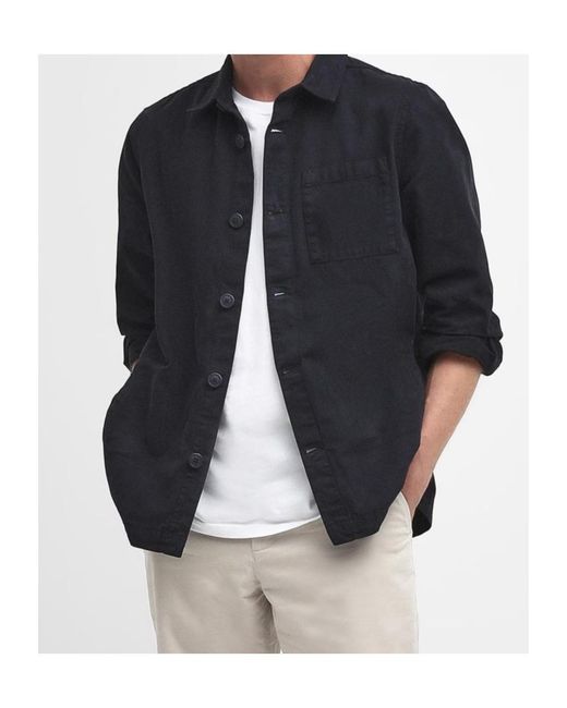Barbour Blue Button-Down Shirt Jacket for men
