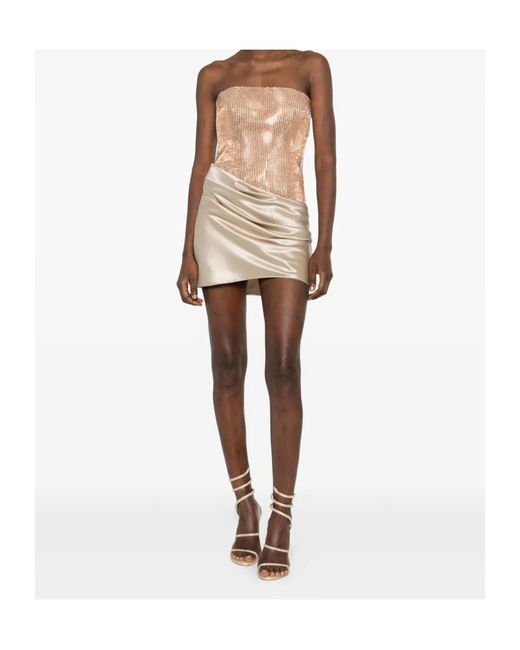 retroféte Natural Retrofete Marieta Embellished Draped Strapless Mini Dress