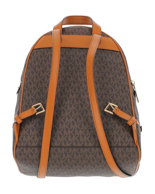 Michael Kors Brown Michael Rhea Monogrammed Medium Logo Backpack