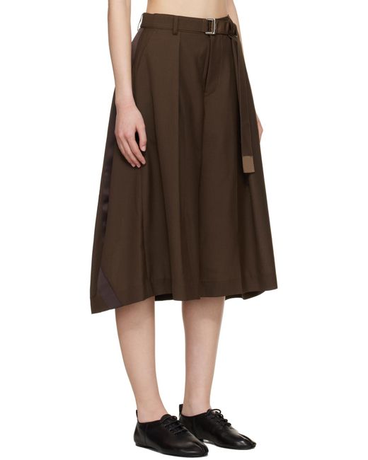 Sacai Brown Plain Wool Blend Shorts
