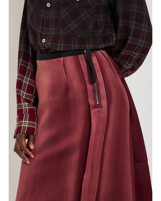 Maison Margiela Red Satin Midi Skirt