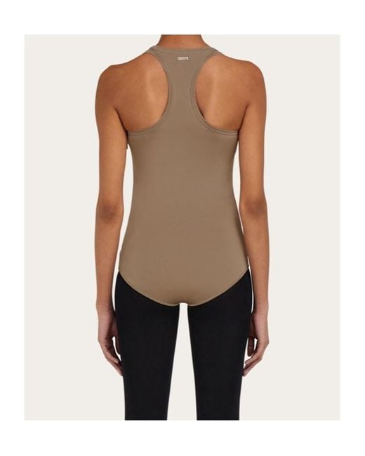 Ferragamo Brown Ferragamo Sleek Racerback Knitted Bodysuit