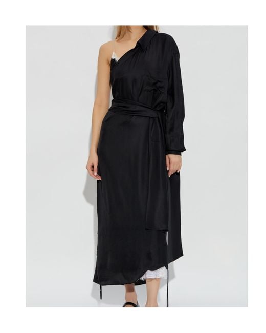 Moschino Black One-Shoulder Asymmetric Maxi Dress