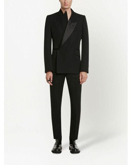 McQueen Black Slim-Cut Tailored Trousers for men