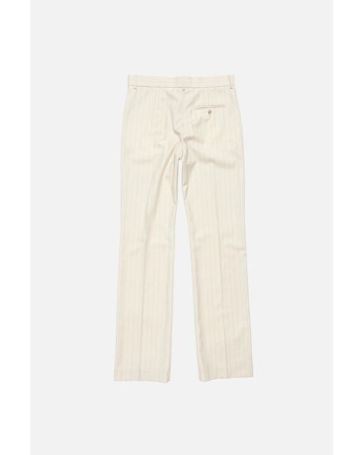 Acne Natural Wool Pinstripe Trousers