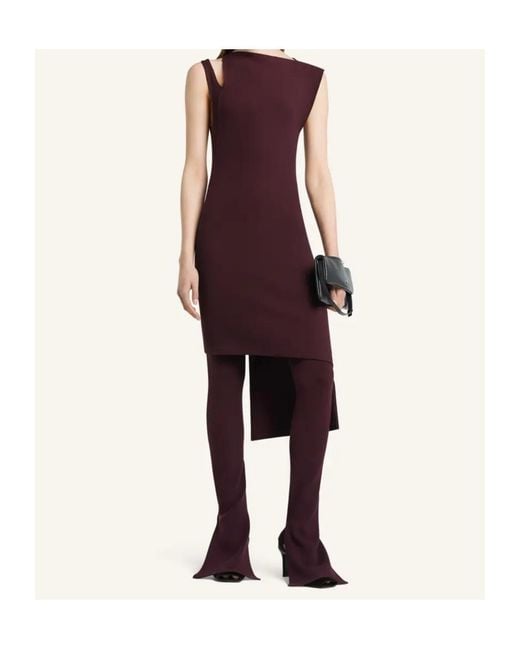 Courreges Red Asymmetrical Ribbed Midi Dress