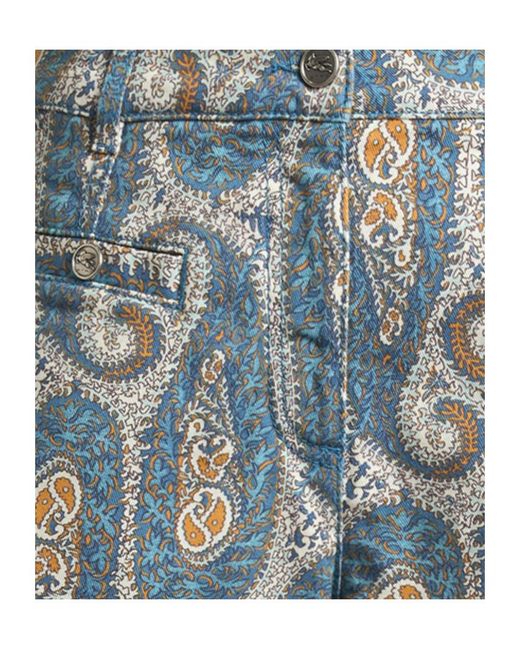 Etro Blue Paisley High-Rise Shorts