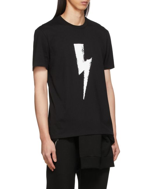 Neil Barrett Black Thunderbolt Print T-Shirt for men