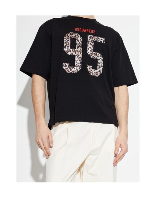 DSquared² Black Logo Print T-Shirt for men