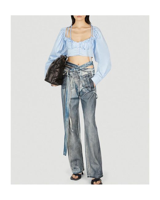 OTTOLINGER Blue Pleated Round-Neck Blouse