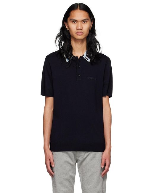 Burberry Black Icon Stripe Polo Shirt for men