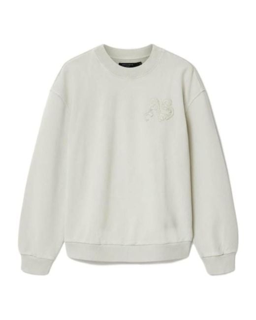 AllSaints White Insignia Crew Neck Cotton Sweatshirt for men