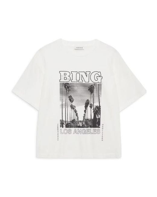 Anine Bing White Short-Sleeved Crew Neck T-Shirt