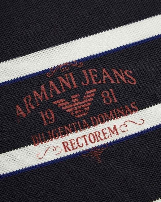 Armani Jeans Black Logo Striped Polo Shirt for men