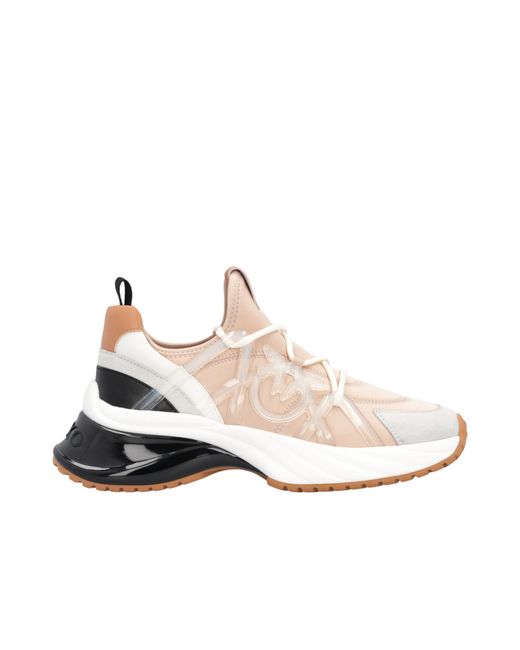 Pinko White Love Birds Panelled Lace-Up Sneakers