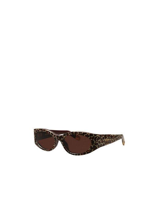 Jacquemus Brown Leopard-Print Oval Sunglasses