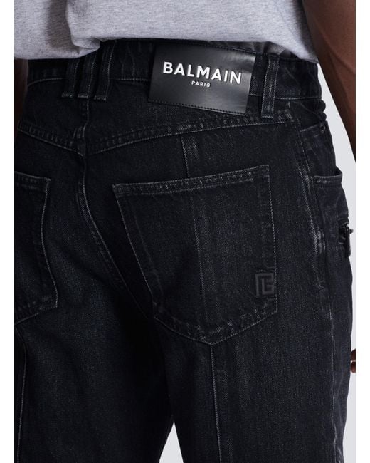 Balmain Blue Vintage Denim Biker Jeans for men