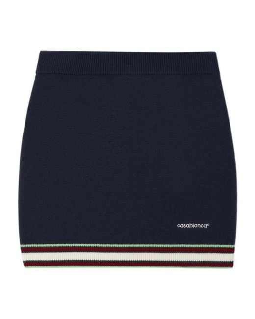 Casablanca Blue Embroidered-Logo Striped Shorts