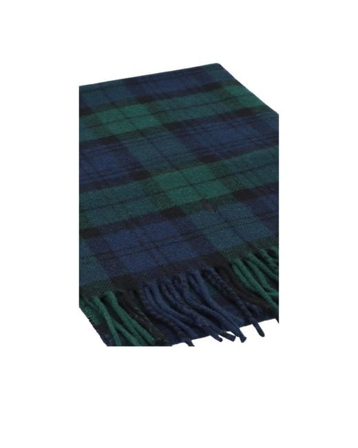 Polo Ralph Lauren Blue Fringed Edge Checked Scarf for men