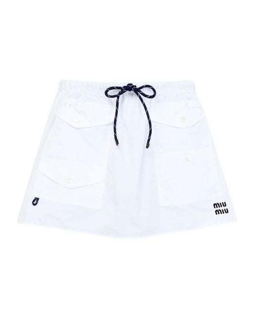 Miu Miu White Mini Skirt With Two Pockets