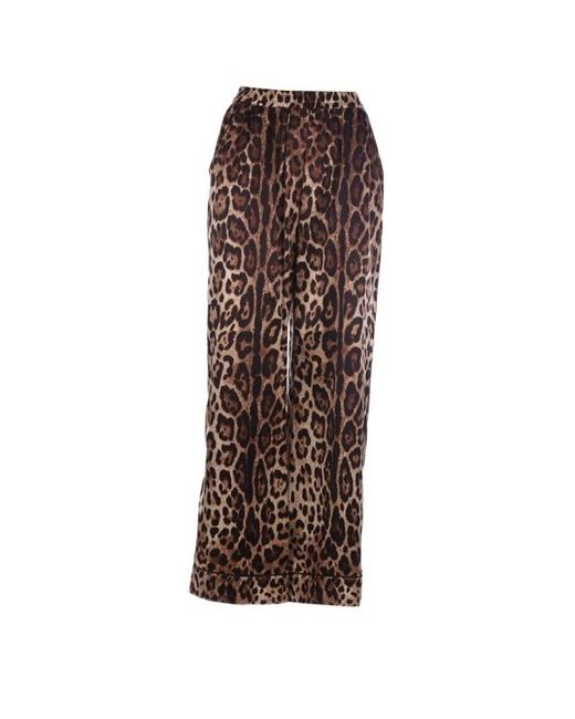 Dolce & Gabbana Brown Leopard Print Pajama Pants