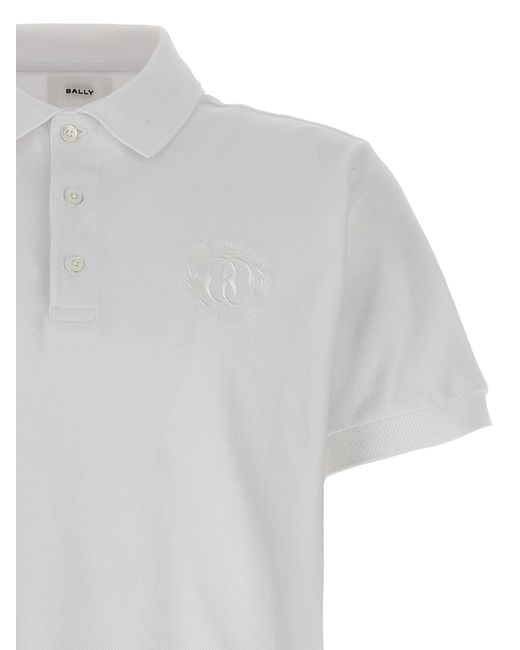 Bally White Polo Shirt With Embroidery for men