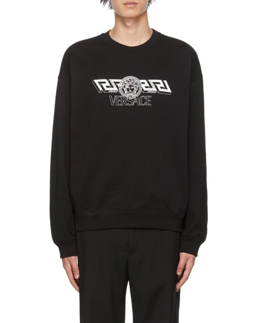 Versace Black Medusa Head Motif Crewneck Sweatshirt for men