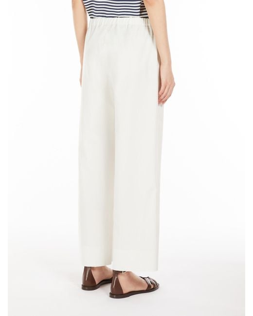 Max Mara White 'S Argento Drawstring Wide Leg Trousers