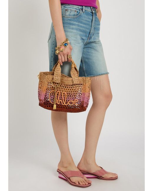 Chloé Red Handmade Raffia Bag