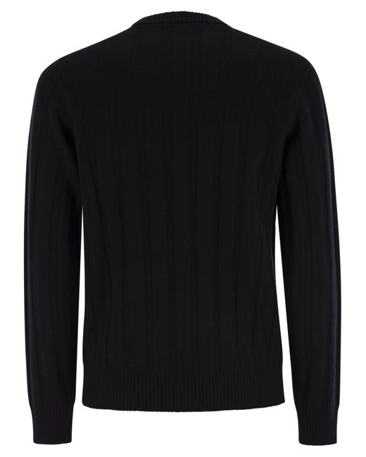 Peserico Black Ribbed Knit Jumper for men