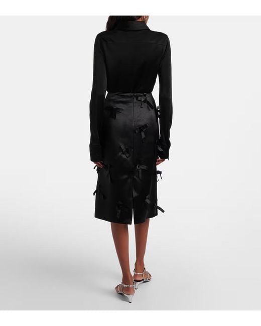 Jil Sander Black Bow-Detail Satin Midi Skirt