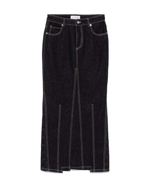 MARINE SERRE Black Crescent-Moon Maxi Skirt