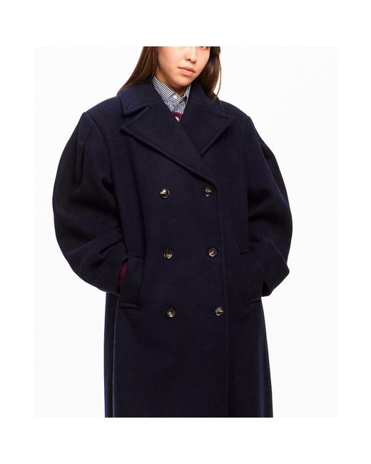 Ganni Blue Versatile Wool Coat
