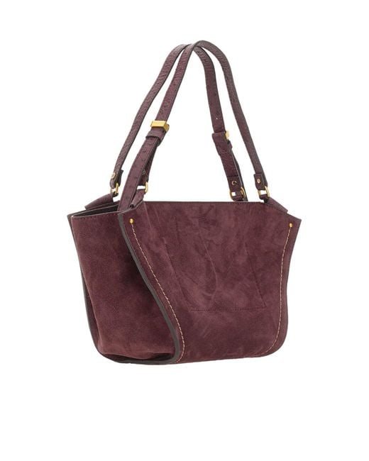 Gianni Chiarini Purple Bloom Stitch Detail Shoulder Bag