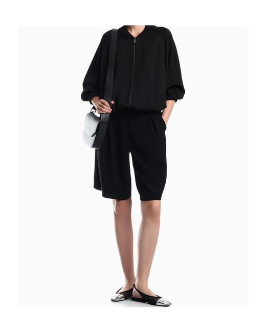 Emporio Armani Black Punto Milano Jersey Blouson Jacket With Drawstring Hem