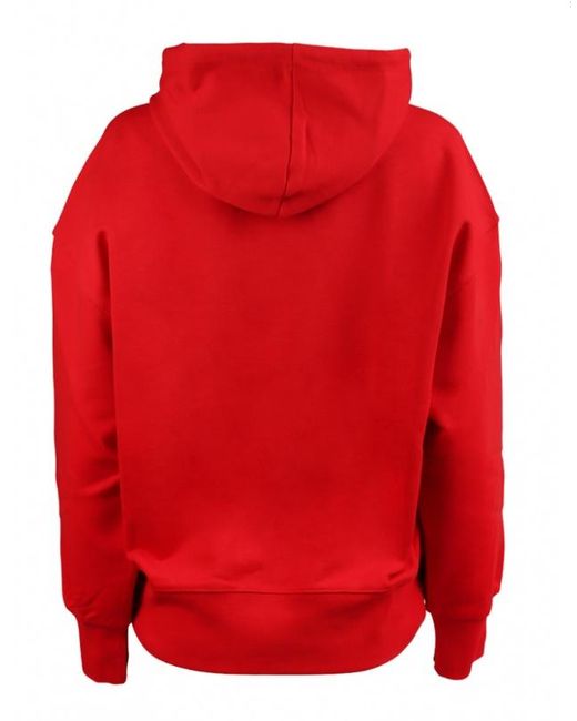 MSGM Red Logo-Print Cotton Hoodie
