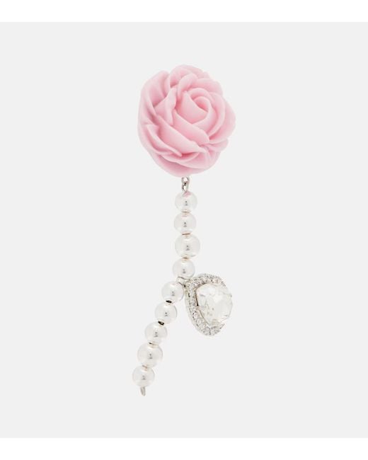 Magda Butrym Pink Rose Embellished Drop Earrings