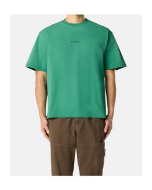 Stone Island Green Graphic-Print T-Shirt for men