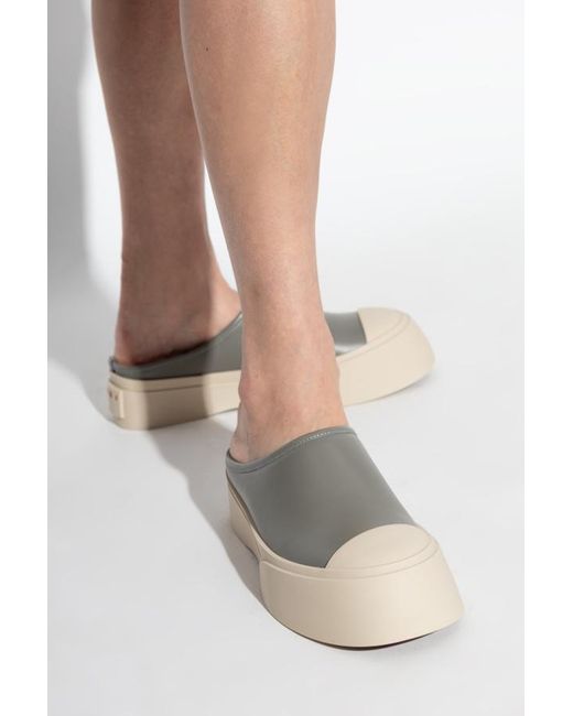 Marni Gray Slip-On Women\'s Shoes Marni Fussbett Mules - Grey | Garmentory main image 2