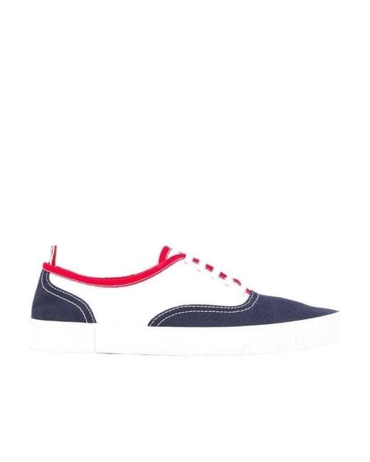 Thom Browne White Heritage Canvas Sneakers for men