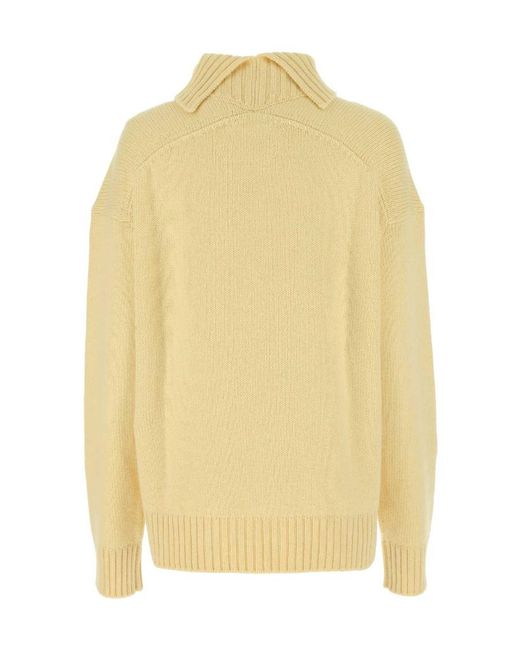 Jil Sander Yellow High-Neck Long-Sleeved Jumper