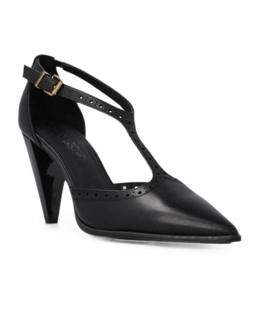 Pinko Black Brogue-Detail T-Bar Pumps