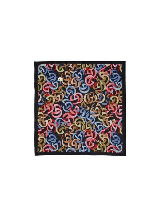 Gucci Blue Printed Silk Pocket Square for men