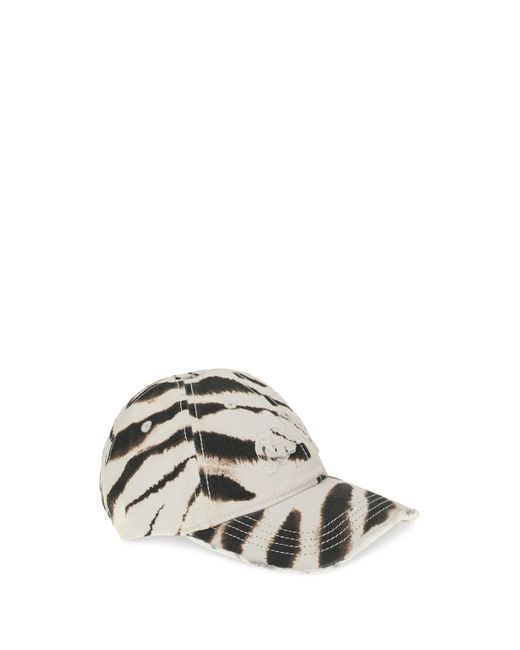 Ganni White Zebra Logo Baseball Hat